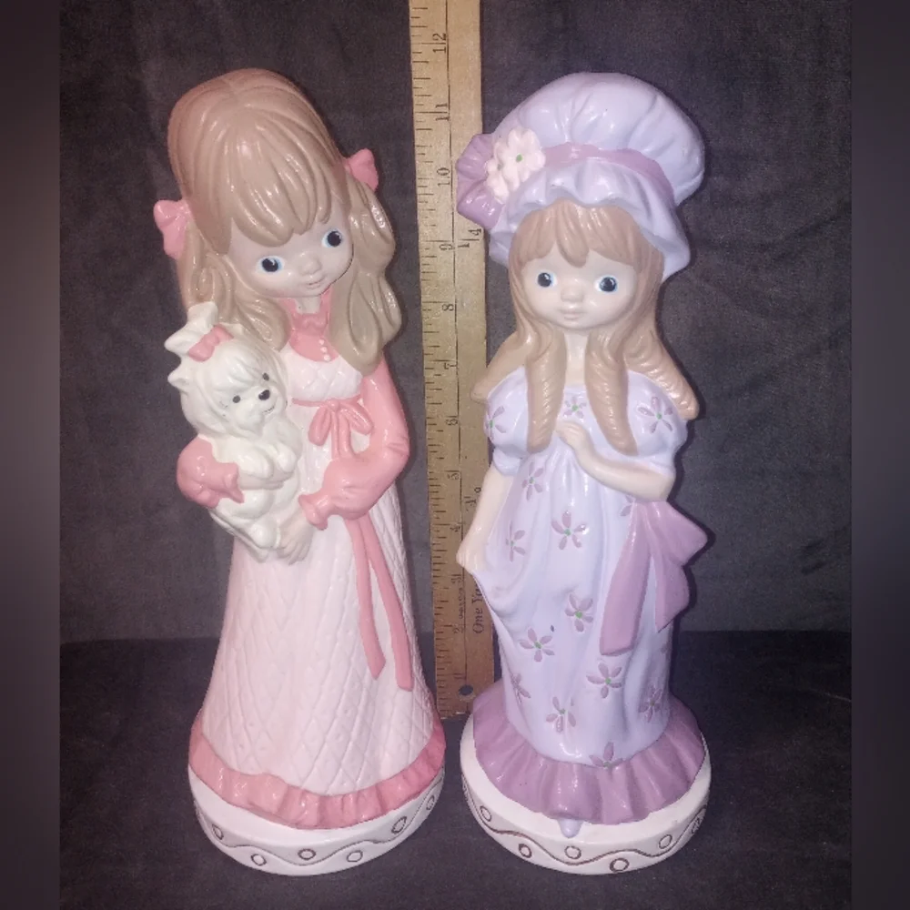 Vintage Ceramic 1980 Painted Girls 12 in Handmade - Picture 14 of 15